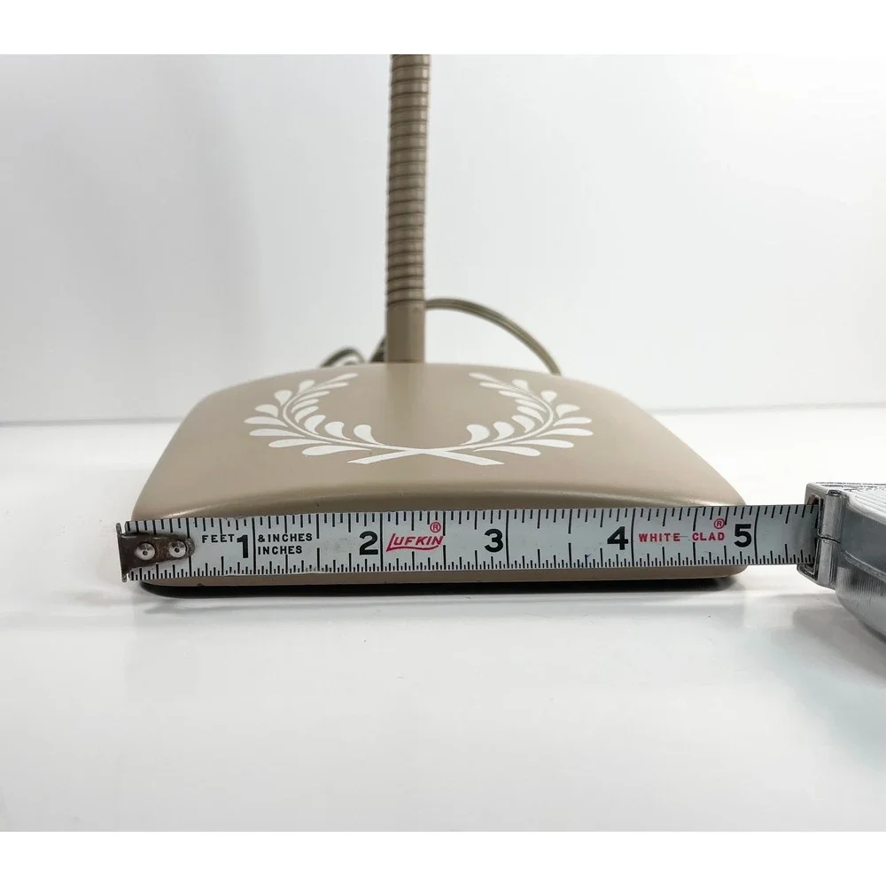 Vtg MCM Beige Goose Neck Desk Lamp Light Nightstand Lamp Cottagecore Decor